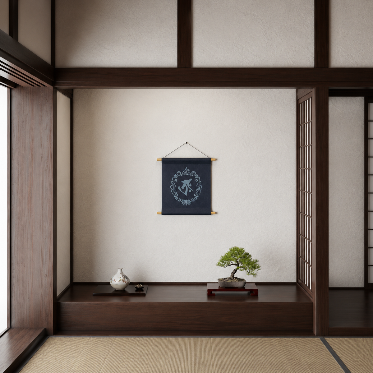 タラーク 梵字 デニム タペストリー 50cm 正方形 壁掛け 壁掛 art アート 梵 干支 辰 巳 日本製 インテリア 部屋 おしゃれ 贈り物 プレゼント お祝い ギフト