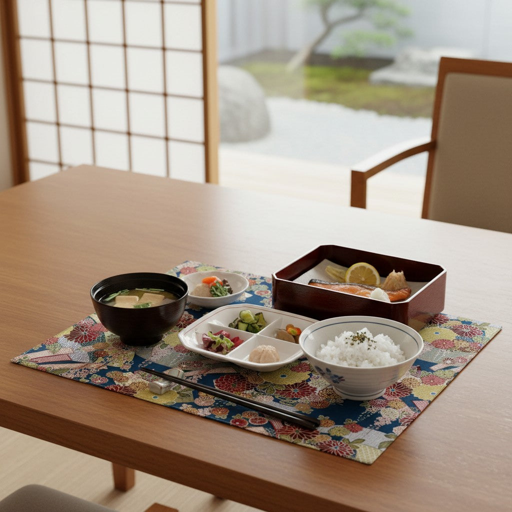 【千代菊柄 ランチョンマット】 日本製 和柄 リバーシブル マット プレースマット 洗える 長方形 和風 おしゃれ お家 オフィス カフェ お茶 抹茶 キッチン 贈り物 プレゼント お祝い ギフト