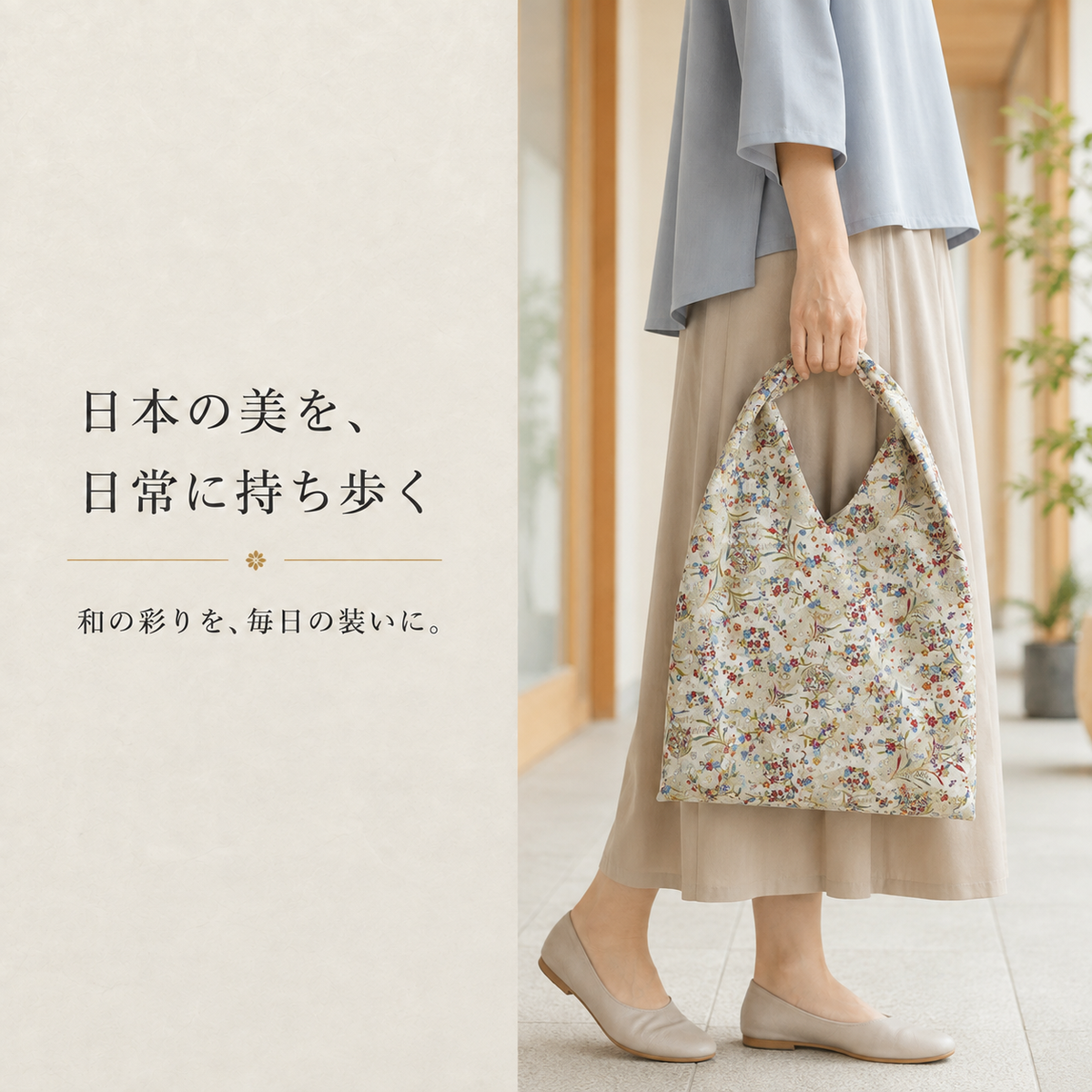 【花吹雪柄 東袋 Mサイズ】 日本製 和柄 あづま袋 お弁当袋 ランチバッグ エコバッグ お弁当包み ランチクロス 風呂敷 あずま袋 和装 サブ バッグ 贈り物 プレゼント お祝い ギフト